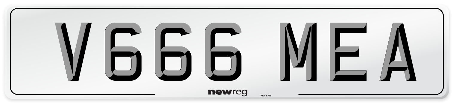 V666 MEA Number Plate from New Reg